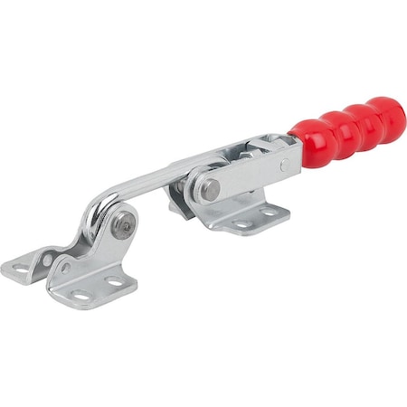 Hook Clamp, Horizontal W Fixed Jaw, F2=4000, Steel Zinc Plated, Comp:Plastic Comp:Red Oil-Resistant